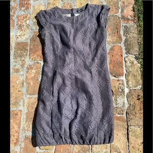 Super cute woman’s gray cotton lace dress. Back zip,  hidden waist pockets